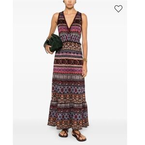 NWOT Cecilia Prado Celia geometric pattern v-neck maxi dress, size S